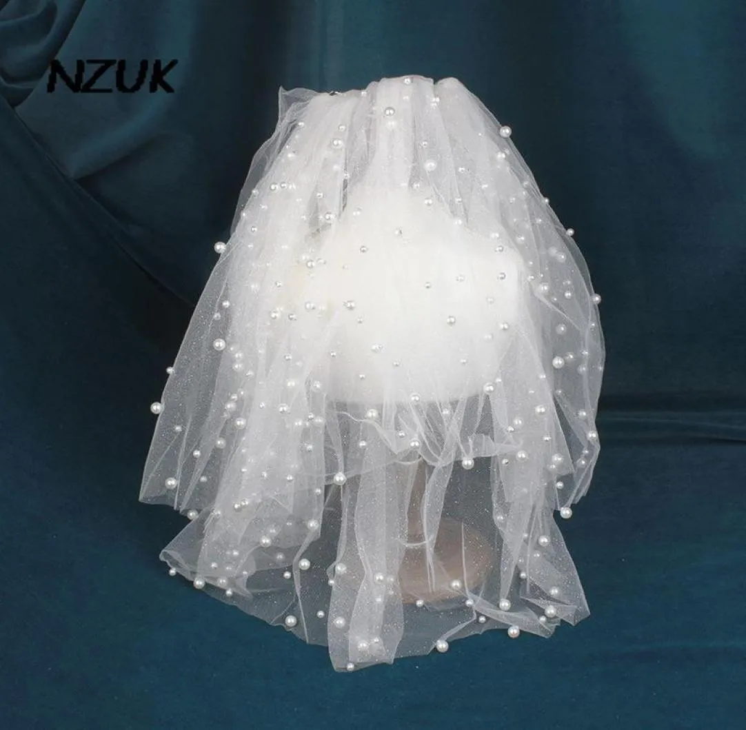 ブライダルベールnzuk full with pearl short wedding veil design comb velos de novia vail headwear4713105