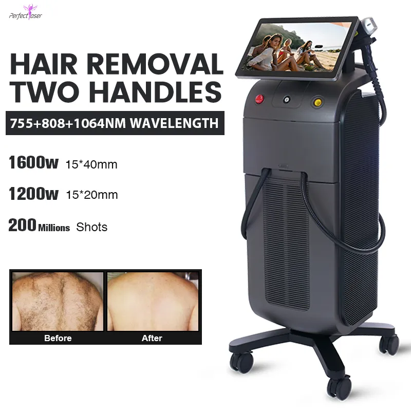 808nm Diod Laser Permanent Hårborttagning 2 Handtag Fast Cooling Professional 808 Laser Hårborttagningsmaskin