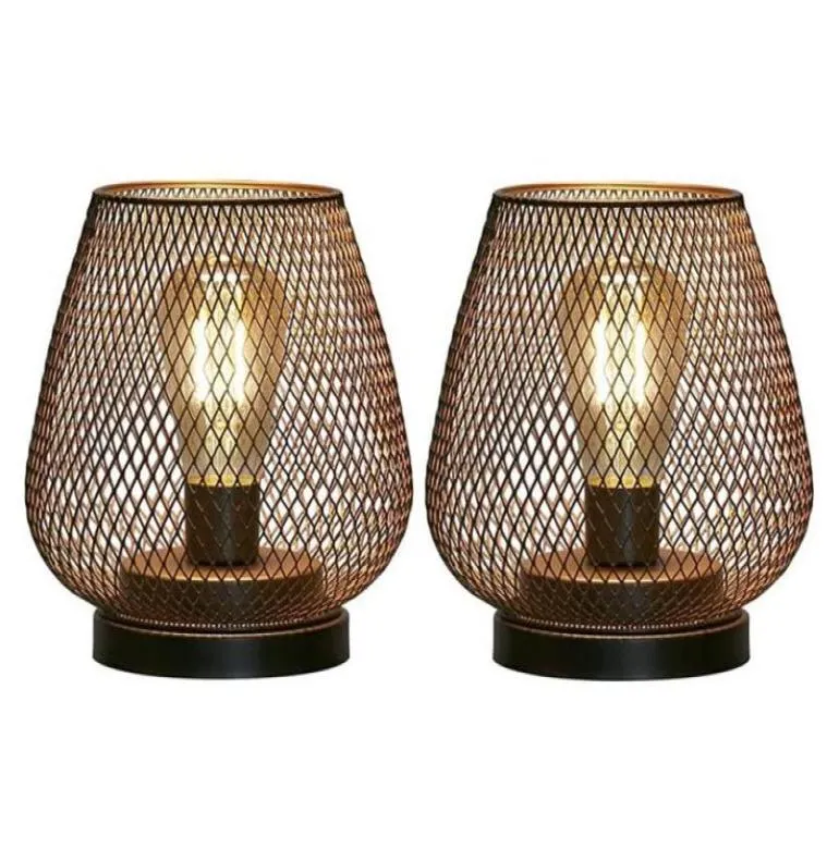 Lampes de table Lampe de cage en métal Accent sans fil avec batterie de chevet d'ampoule LED pour les mariages GardenEgg Shape6237919