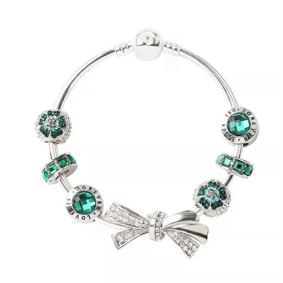 New fashion 925 braccialetti in argento braccialetto di fascino braccialetti con nodo arco braccialetti di fascino braccialetto gioielli fai da te per Natale e regalo di San Valentino282S