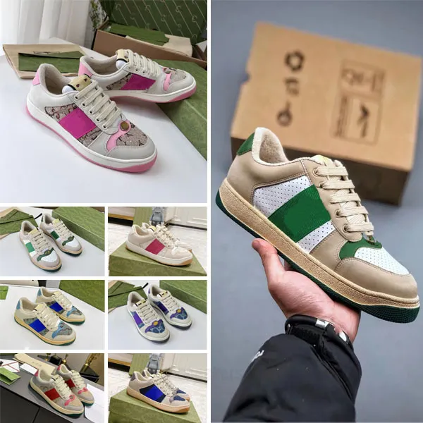 Avec Box G Designer Sneakers Gglies Chaussures décontractées Ace Ace Low Womens Shoe Sports Trainers Tiger Broidered Black White Green Stripes Walking Walking Mens Femmes 1977 SCR ARJW