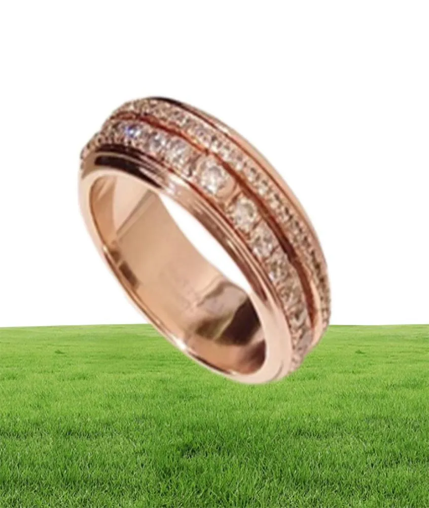 Piage Pierścień Seria Róża Rose Extra 18k Gold Sterling Srebrny Srebrny Luksusowy biżuteria Rotatable Wedding Marka Pierścienie 5016727