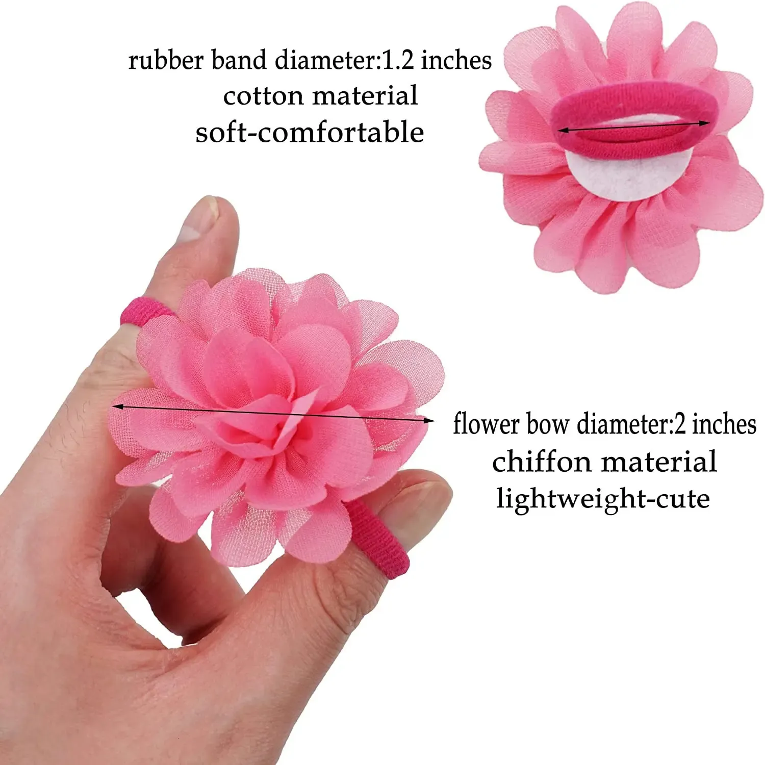 Kids Hair Ties 50PCS Baby Girls Hair Ties 2inch Chiffon Flower