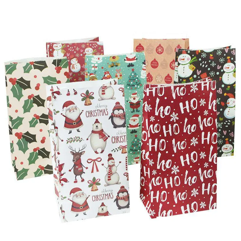 Weihnachtsdekorationen Kraftpapier Süßigkeiten Keksbeutel Weihnachtsmann Schneemann Weihnachtsgeschenk Verpackung Taschen Weihnachten Navidad Neujahr Party Dekor S DHPX9