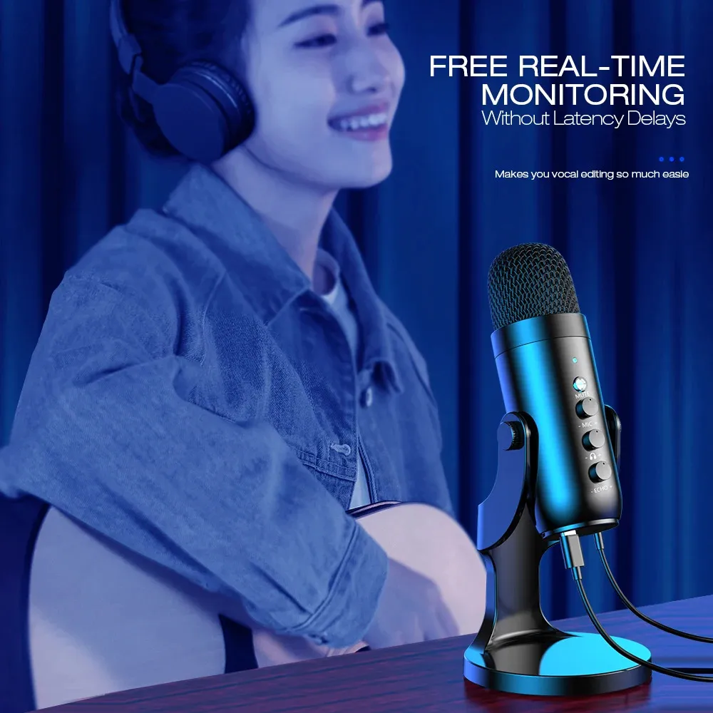 Haomuren プロフェッショナル USB コンデンサーマイク スタジオ録音