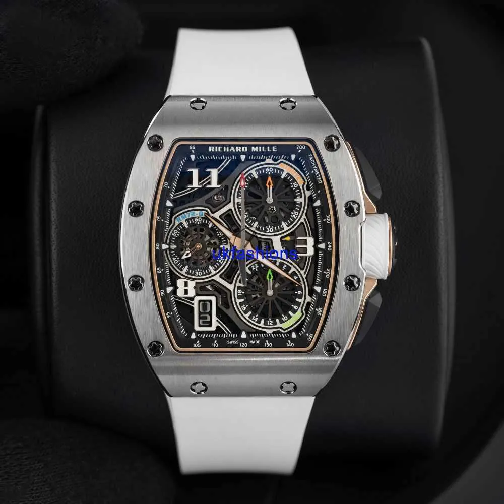 Richardmiler Luxury Watches Men's Automatic Wristwatches RM72-01 Flyback Chronograph Titanium Skeleton Dial 38mm HBRX
