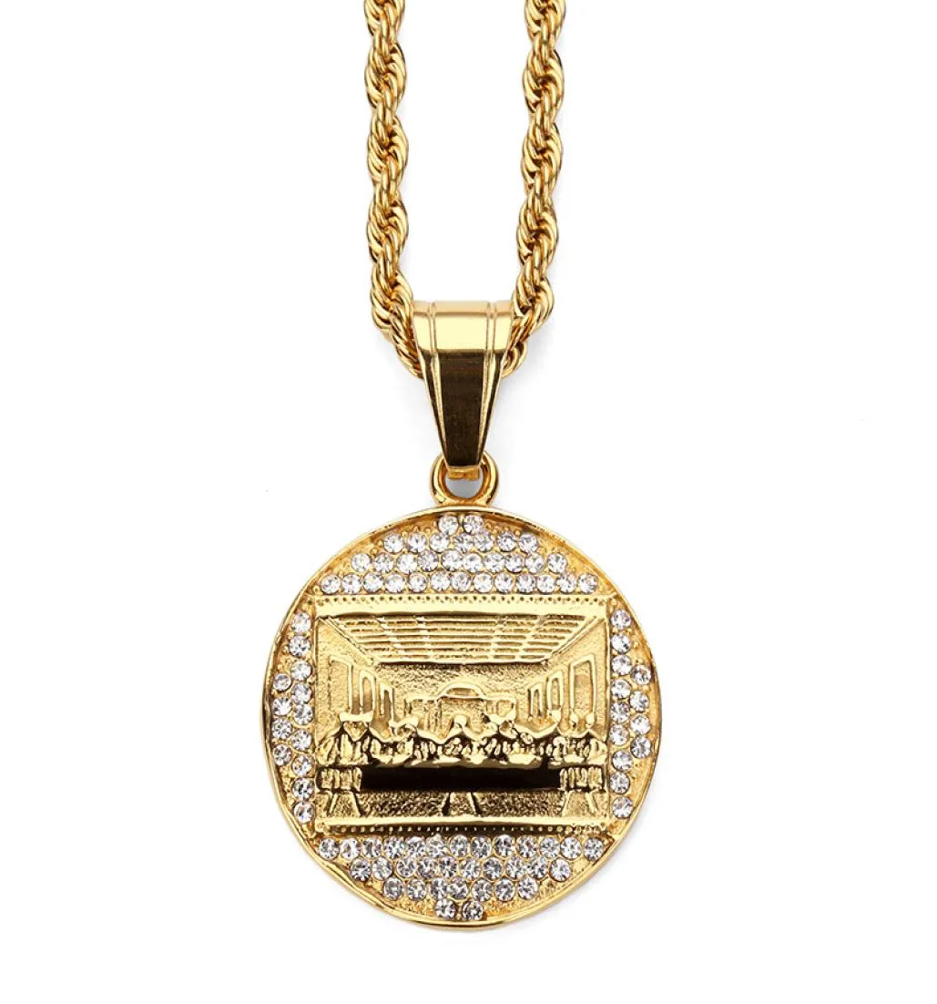 Fashion Charms Men Collane in oro in acciaio inossidabile The Last Supper Pendente Punk Rock Micro Micro Mano collana di gioielli per 3924045 per 3924045