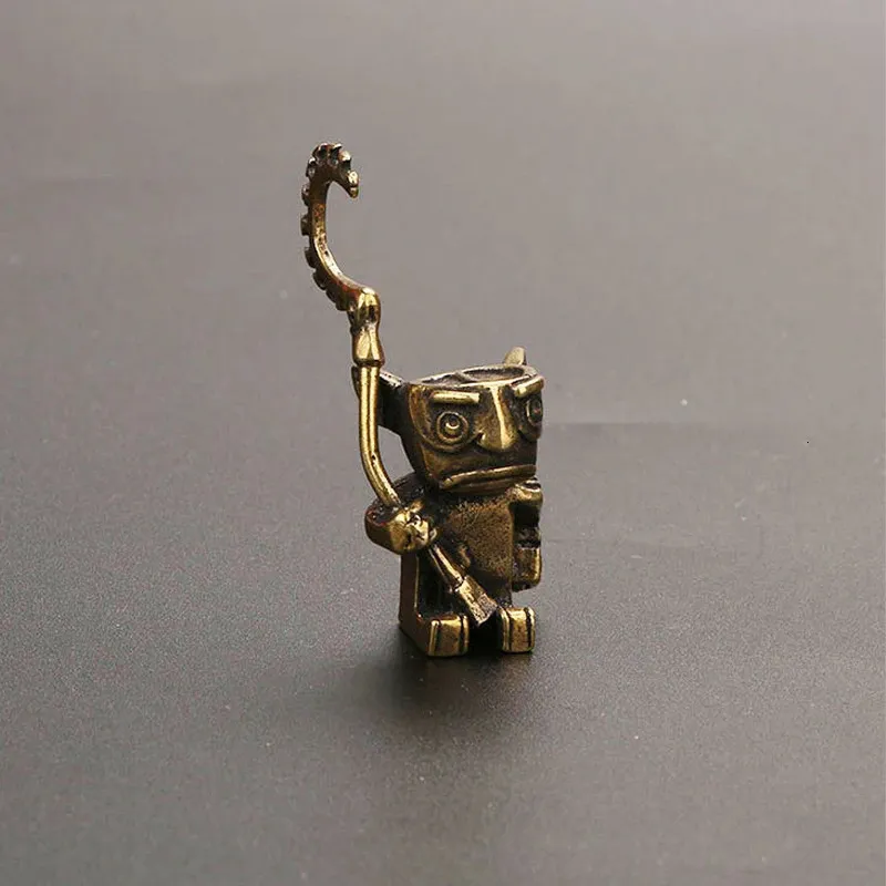 Vintage puro cobre robot guardia estatua ornamento dibujos animados personajes antiguos guardias figuras en miniatura decoraciones de escritorio artesanías 231228