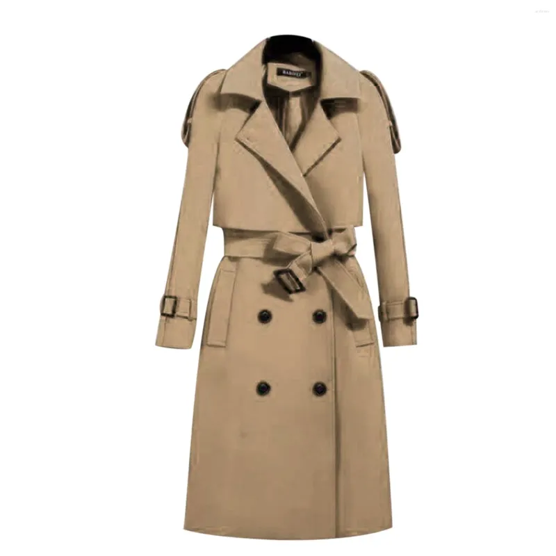 Women's Trench Coats 2023 Autumn Coat Mid-Length Korean British Style Elegant Ladies Slim Fit Overknee Belted Long Jacket