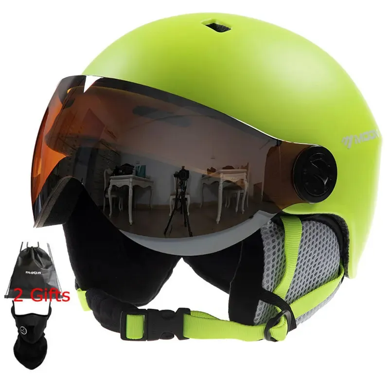 MOON Skihelm Bril Integraal gegoten 52-63cm Volwassenen Kinderen Skihelm Buitensporten Ski Skateboard Snowboard Helmen Heren 231227