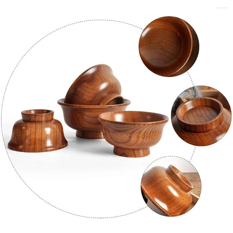 Set di stoviglie Ciotola in legno condimento che serve tè latte tè rotondo miscelazione cucina forniture per bambini contenitore da dessert