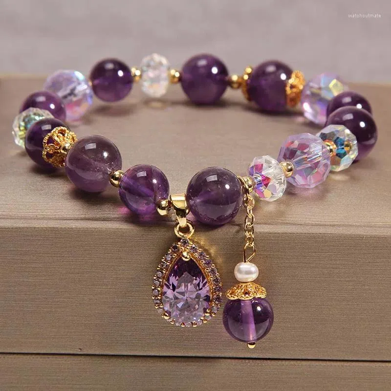 Link Bracelets Natural Purple Crystal Bracelet Female Forest Cool Light Luxury Retro Sisters Jewelry