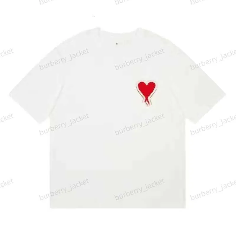 AMIS PARIS Luxury Women's T Shirt Brand Men's T-Shirts Red Love Tees Designers Heart Print Summer Tops Casual Cotton Short Hermes TX63