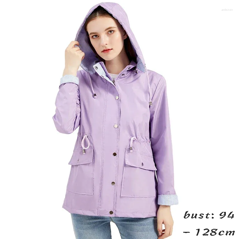 Women's Trench Coats High Quality Hooded Cardigan Coat For Women Big Size Autumn Winter 2023 Casual Clothes - Black Grey Purple