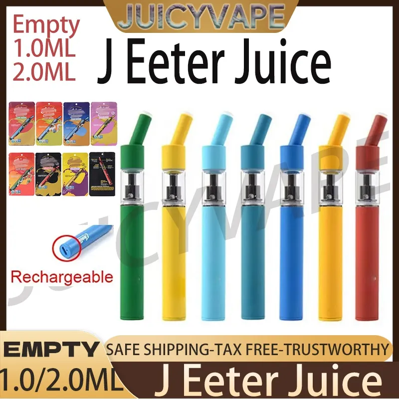 J Eeter Juice Disposable Vapes Vapes Emballage Rechargeable 280mAh 1,0 / 2,0 ml Vaporizer 10 Souches en stock J Eeter Juice vs PCAKWOODS DABWOODS RUNTZ X RUNTY