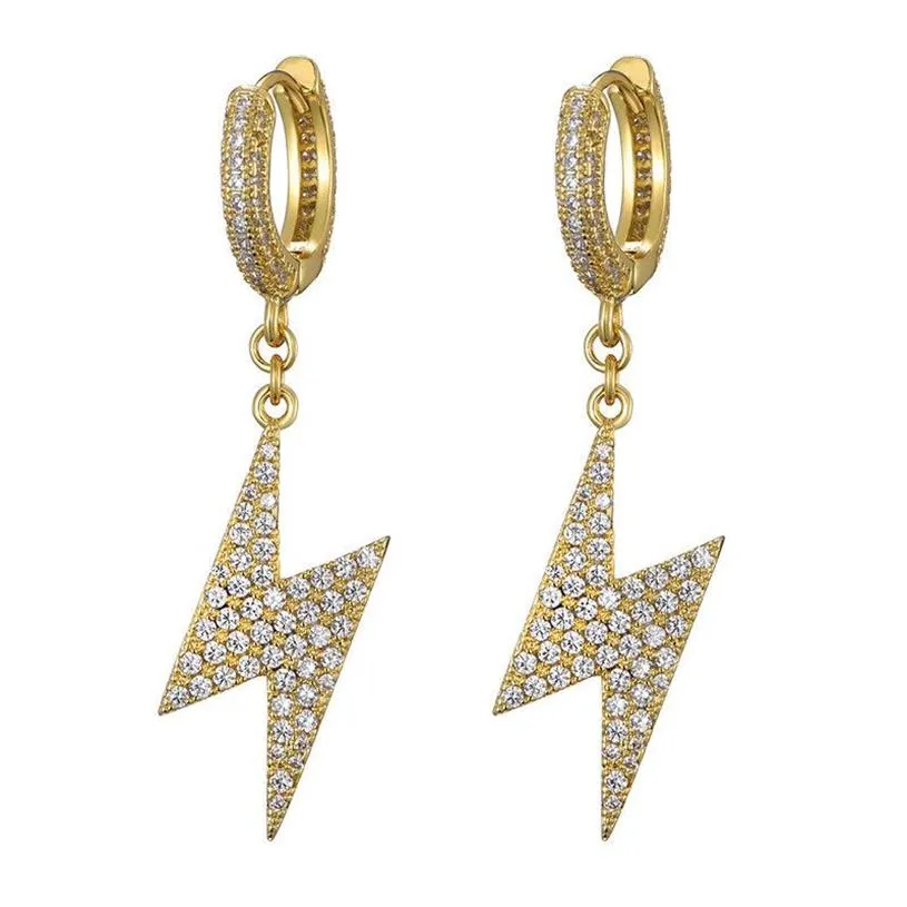 New Fashion Women Mens Earrings Hip Hop Gold Silver Color CZ Diamond Light Earings Iced Out Bling CZ Rock Punk Wedding Gift3101