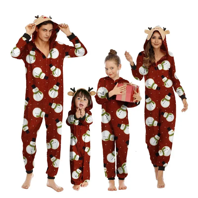 Family Christmas Matching Outfits Mother Father Kids 2023 Pajamas Set Baby Snowman Pumpkin Deer Print Sleepwear Xmas Look 231227