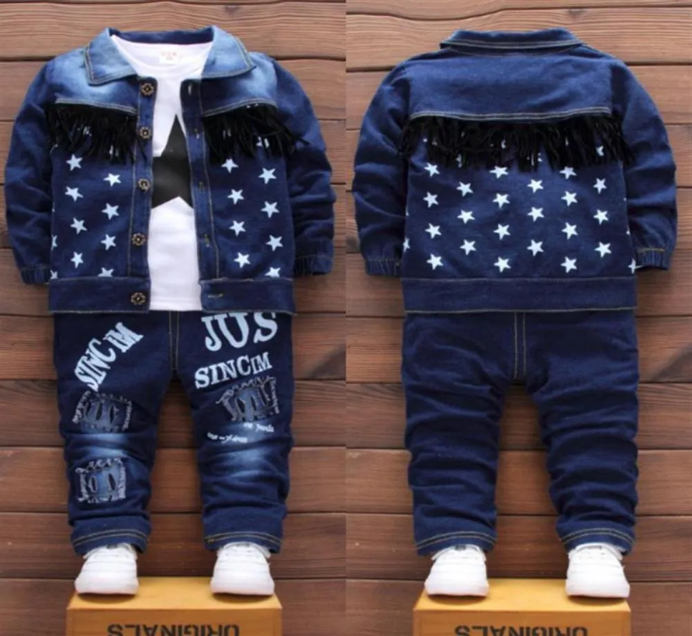 Çocuklar Bebek Erkek Giysileri Moda Denim Ceket Üst Pantolon 3pcssets Bebek Çocuklar Günlük Giyim Kış Yürümeye Başlayan Toddler Takipler LJ20083159103791