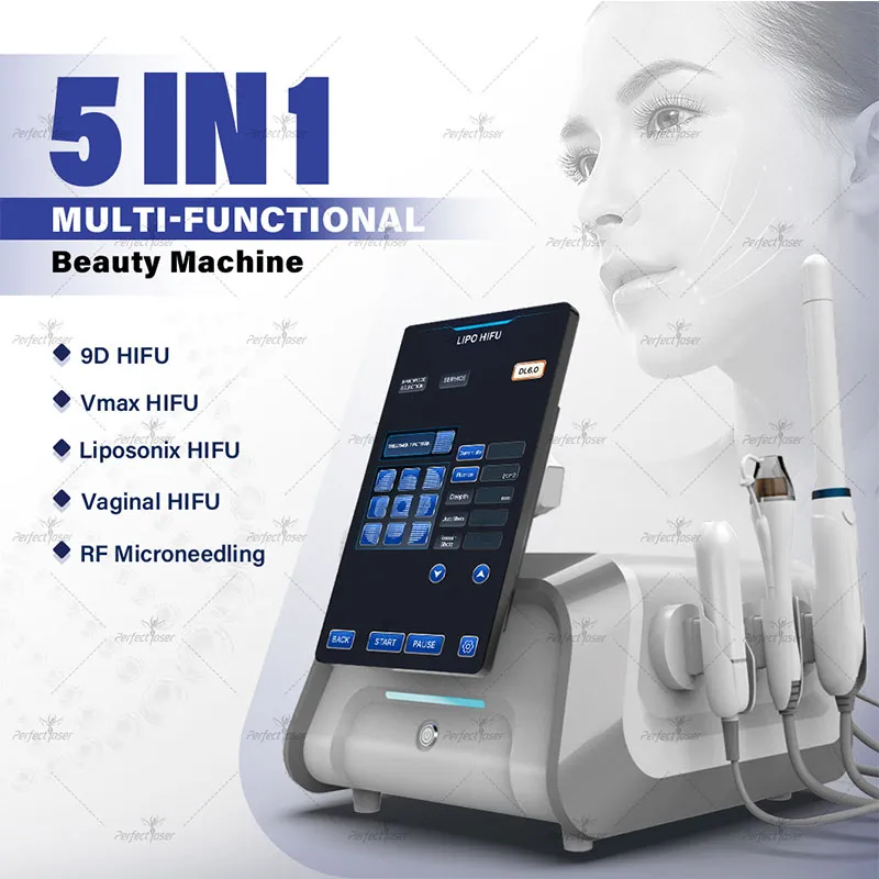 2024 Multifunktion 9D HIFU Machine Microneedle Anti-Aging V Ansiktshud åtdragningsenhet Vaginal 360 ° krymper fettreduktion utrustning