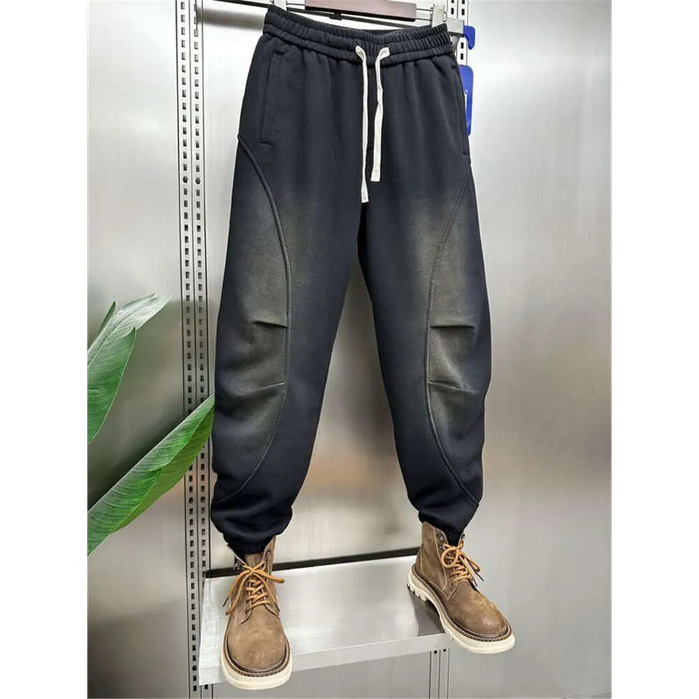 Hip -hop Street ample jambe large automne hiver épais coton pantalon dégradé Patchwork pantalon marque vêtements pour hommes