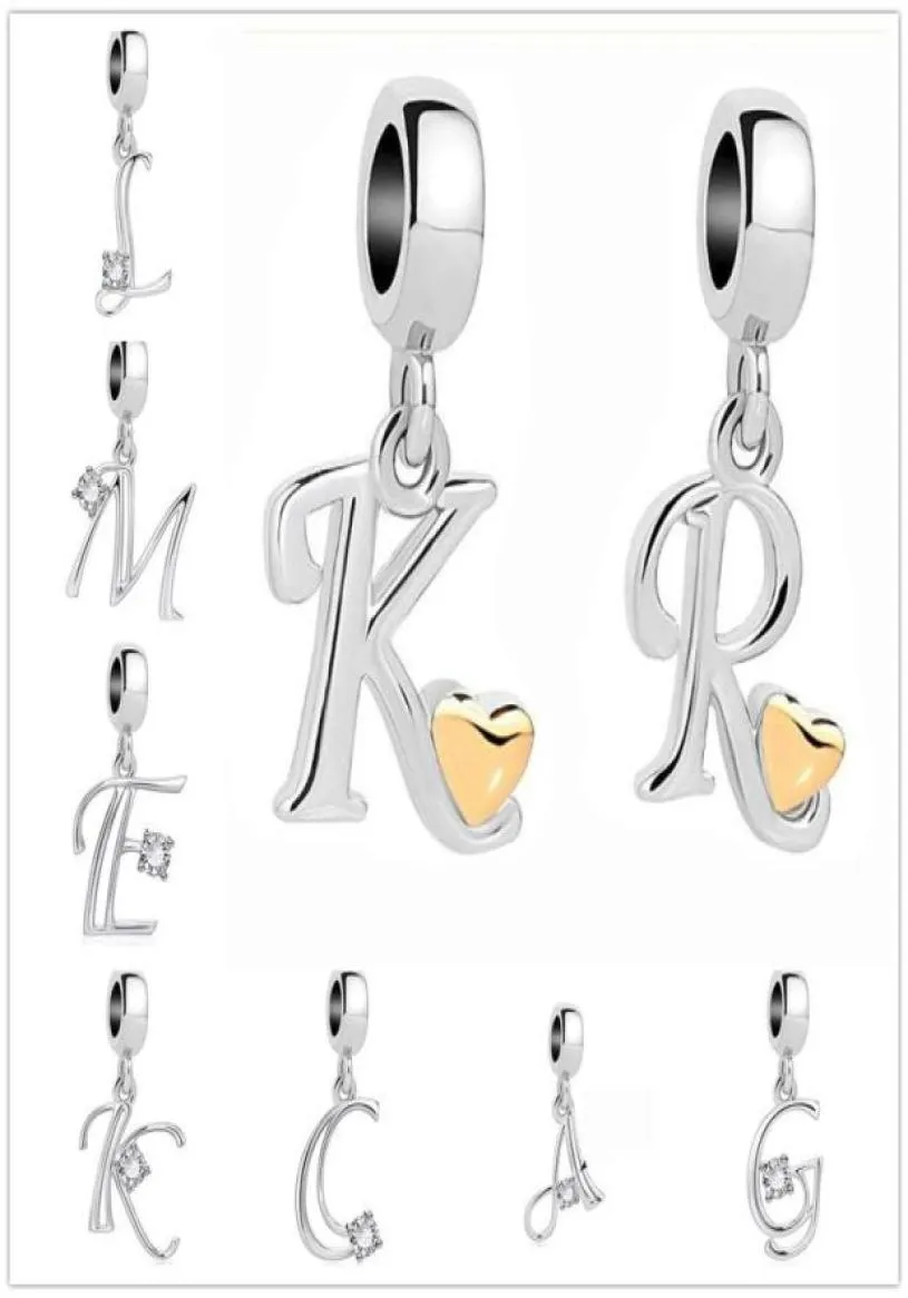 Charme clássico letra az pingente de cristal talão ajuste encantos banhado a prata pulseiras originais colares diy feminino jóias32691147445295