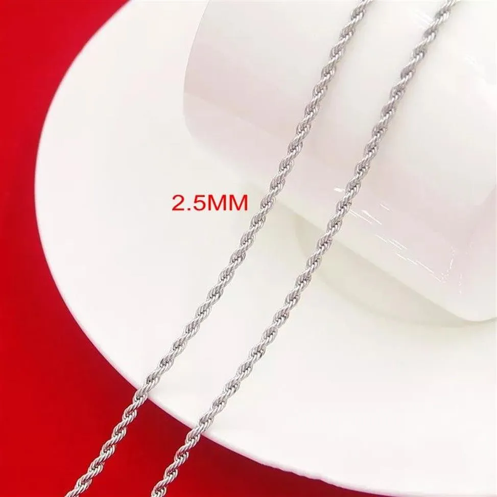 Men's Hip Hop Rapper's Chain 2 5mm 18 20 24 30 Gold Silver Rose Stainless steel Rope Link Neckla262f