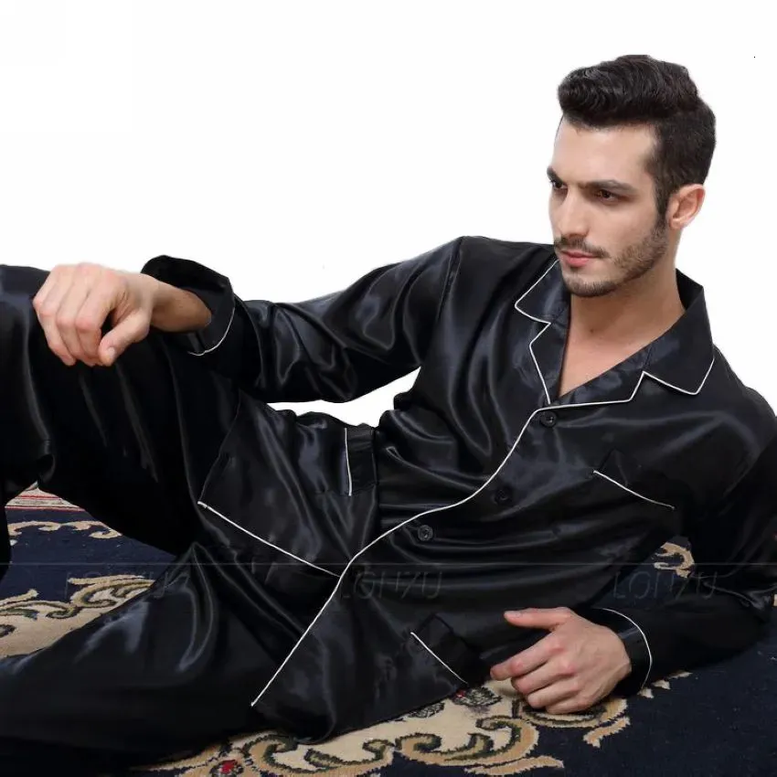 Heren zijden satijnen pyjama Pyjamaset Nachtkleding Set Loungewear US S M L XL XXL XXXL 4XL_Past op alle seizoenen 231228