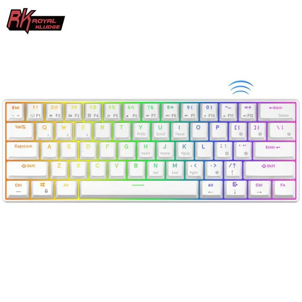 RK61 Royal Kludge Tastiera meccanica wireless TriMode Bluetooth 5024GUSBC RGB retroilluminato 61 tasti scambiabili Gamer 231228