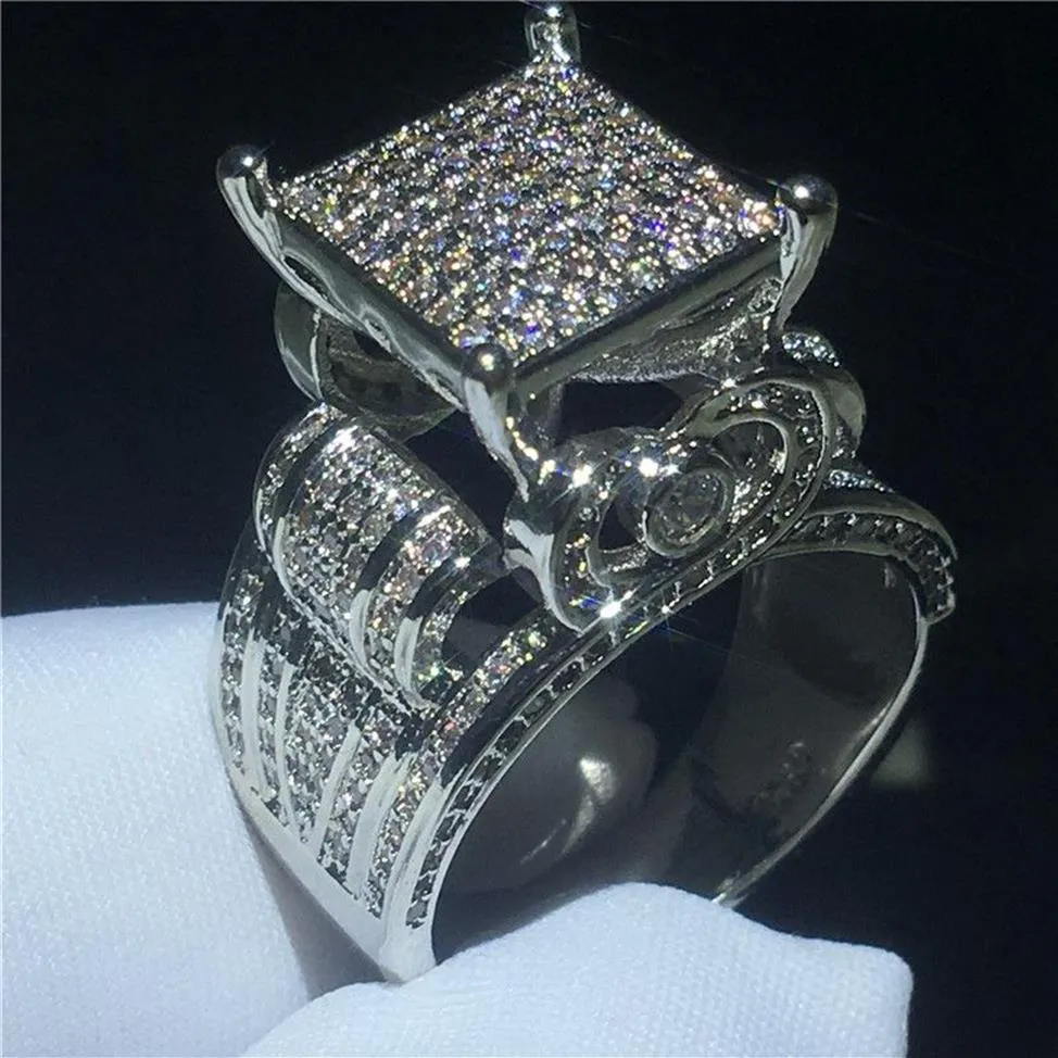 Promise do coração vintage anel simulado diamante CZ 925 Sterling Silver noivado Banda de casamento Rings para homens jóias de homens237p