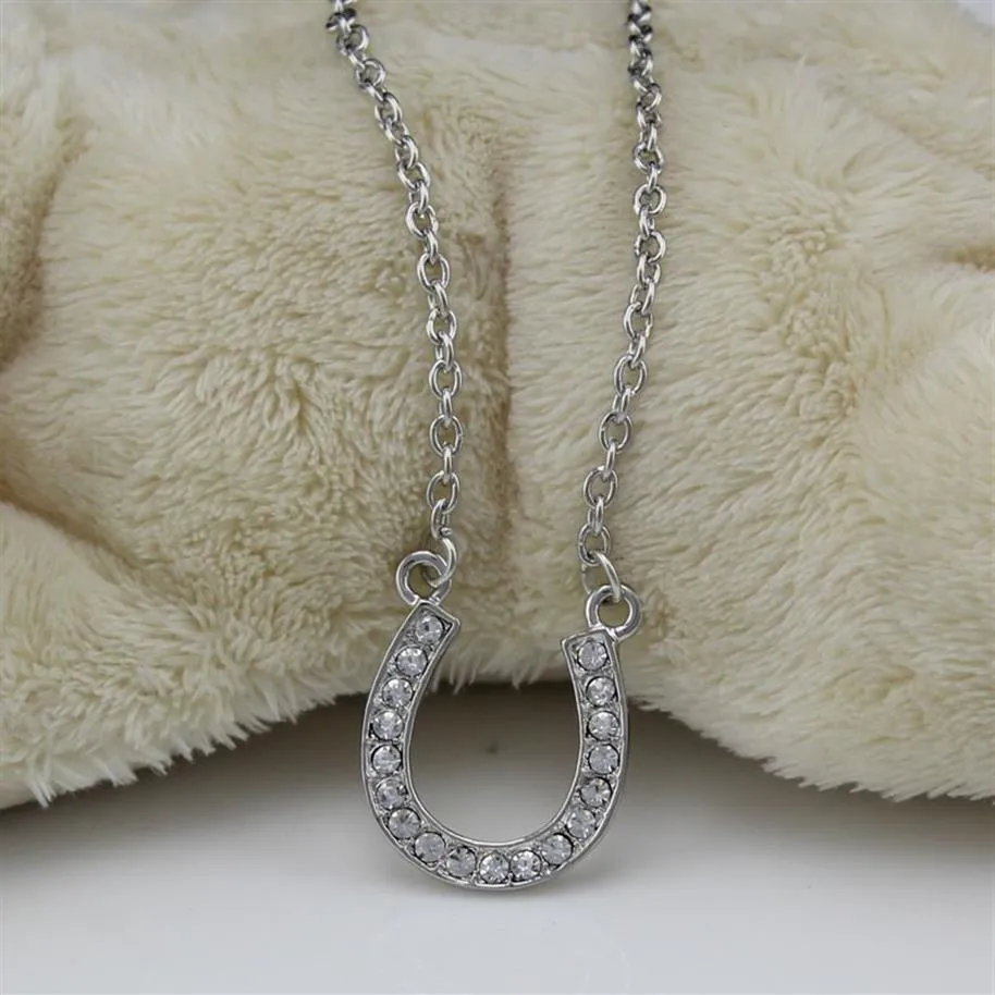 New Arrival Horse Shoe Necklace For Women Lead and Nickel Equestrian Horseshoe Jewelry Made of Zinc Alloy With Czech Crystals2745