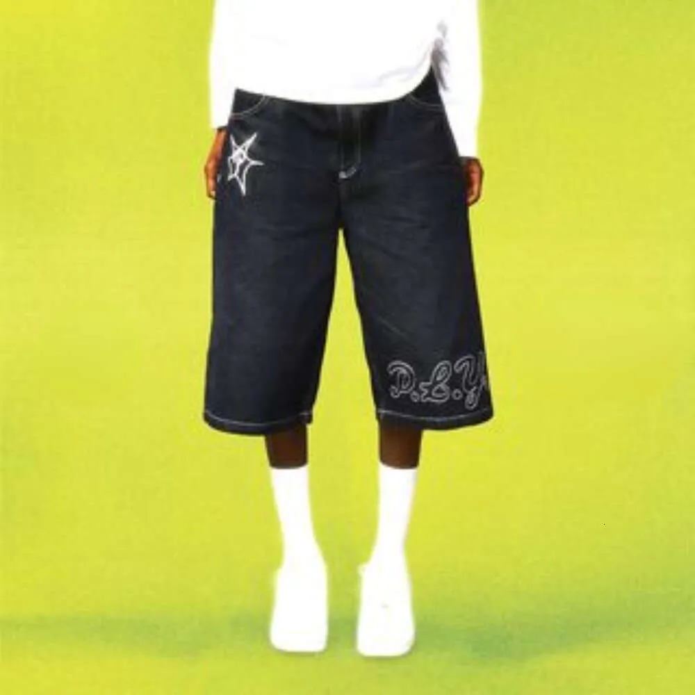 Y2K Herrkvinnor haruku hiphop överdimensionerad baggy denim gym 2023 sommar ny punk rock gotisk basket shorts