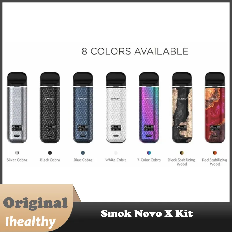 SMOK Novo X Kit met 2 ml DC 0,8 ohm MTL Pod/Meshed 0,8 ohm Pod 800 mAh interne batterij met 25 W maximaal uitgangsvermogen