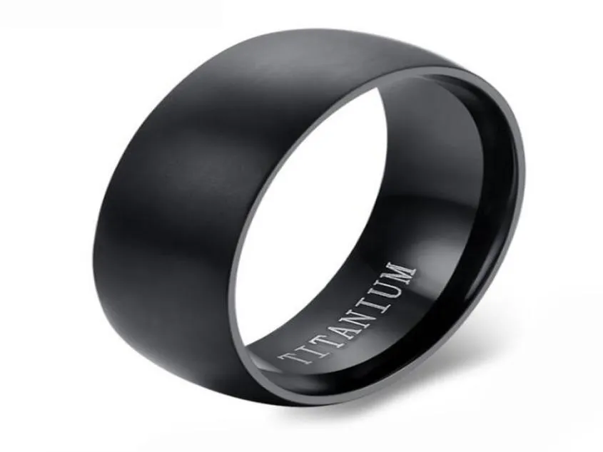 Round Surface Mens Classic Black Titanium Steel Plain Wedding Engagement Band Ring9057410