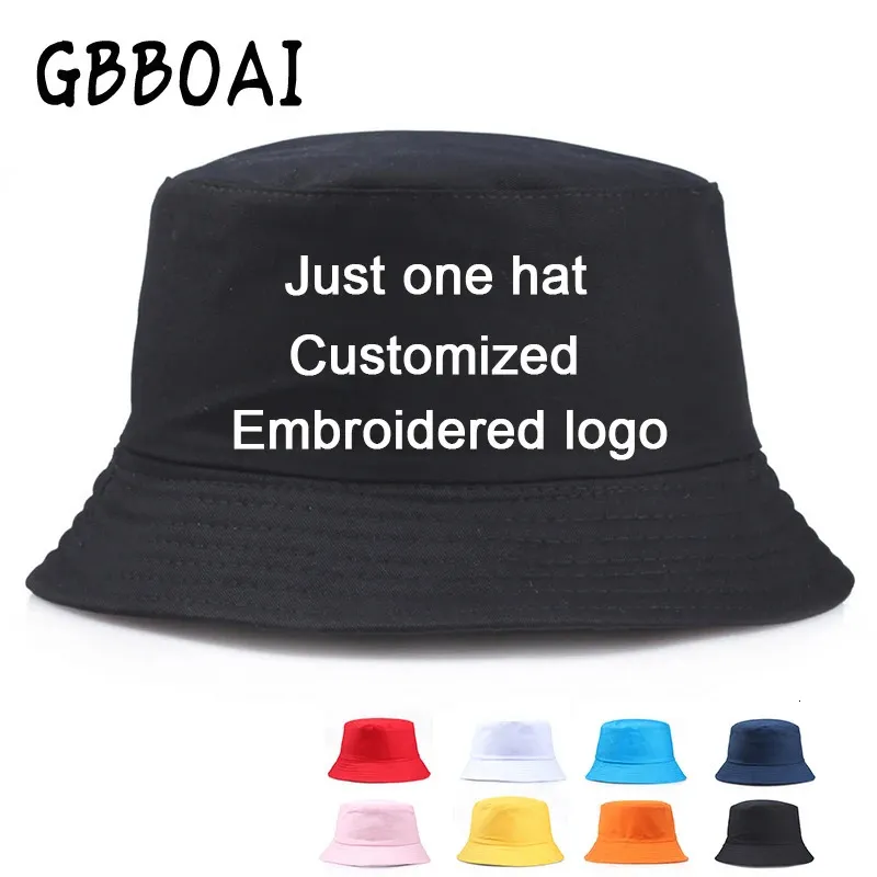 Anpassad broderi hink hatt unisex bob caps hip hop gorros män kvinnor sommar panama cap strand sol fiske boonie hatt 231228