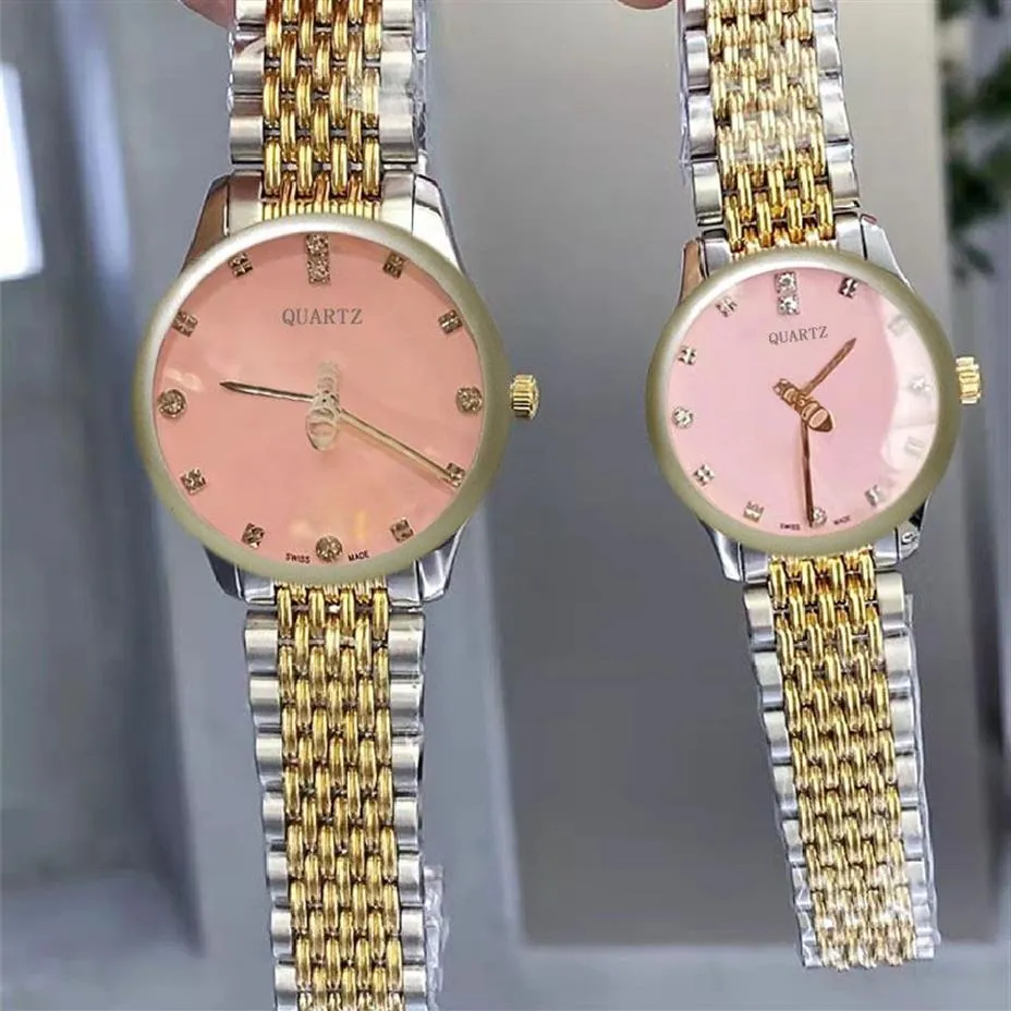 Moda senhoras relógio 36mm 29mm unisex mens mulheres quartzo relógios de pulso de aço inoxidável qualidade feminino relógio abelha segunda mão trabalhando2541
