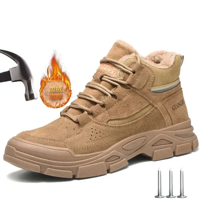 WOUDHONY – bottes de sécurité de travail pour hommes, baskets indestructibles, chaussures chaudes d'hiver, protection anti-écrasement, 231225