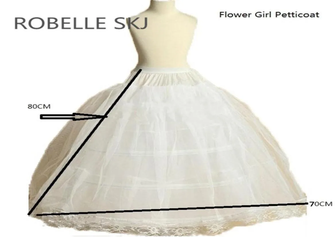 White Children Petticoat A-Line 3 Hoops One Layer Kids Crinoline Lace