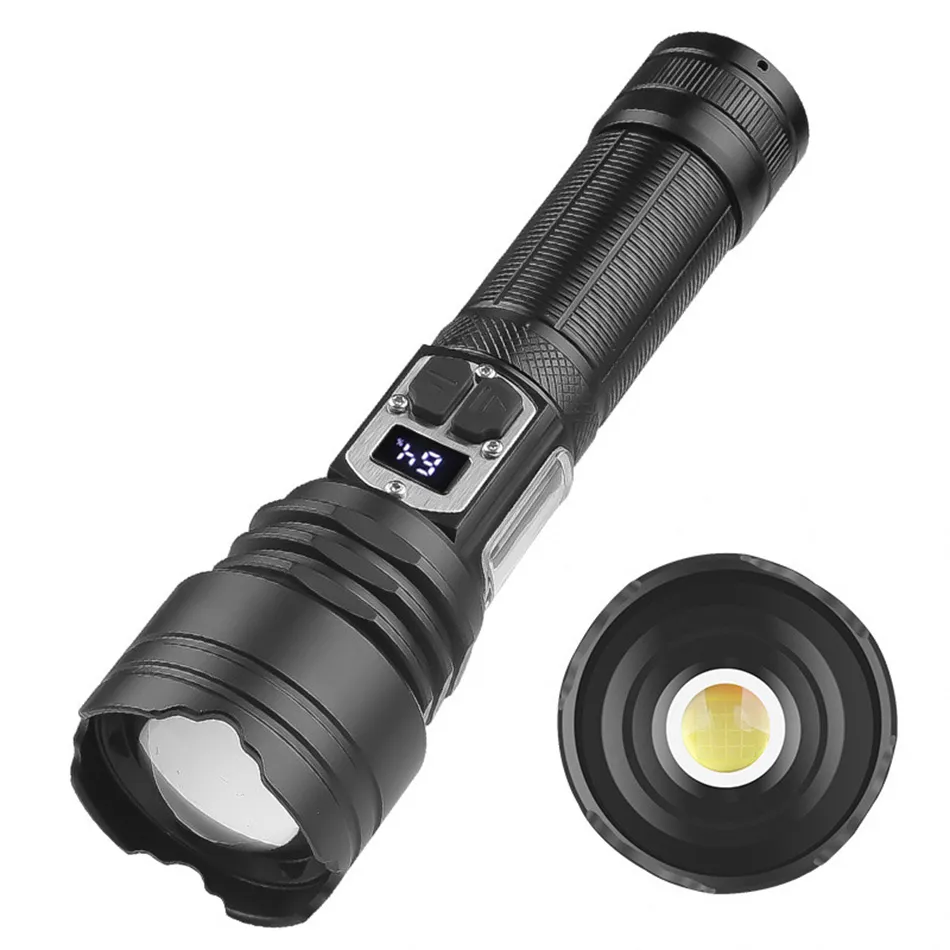 XHP160 Led Cob Tactical Flashlight Multi-Functional Waterproof 18650 26650 USB-C 2000lm Rechargeable Portable Lights