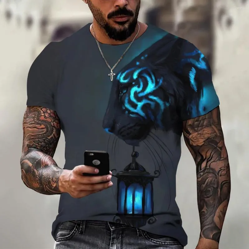 Magliette da uomo maglietta da stampa leone t-shirt 3d tiger leoparda motivi a maniche corte estate uomini grandi abiti comodi casual comodi