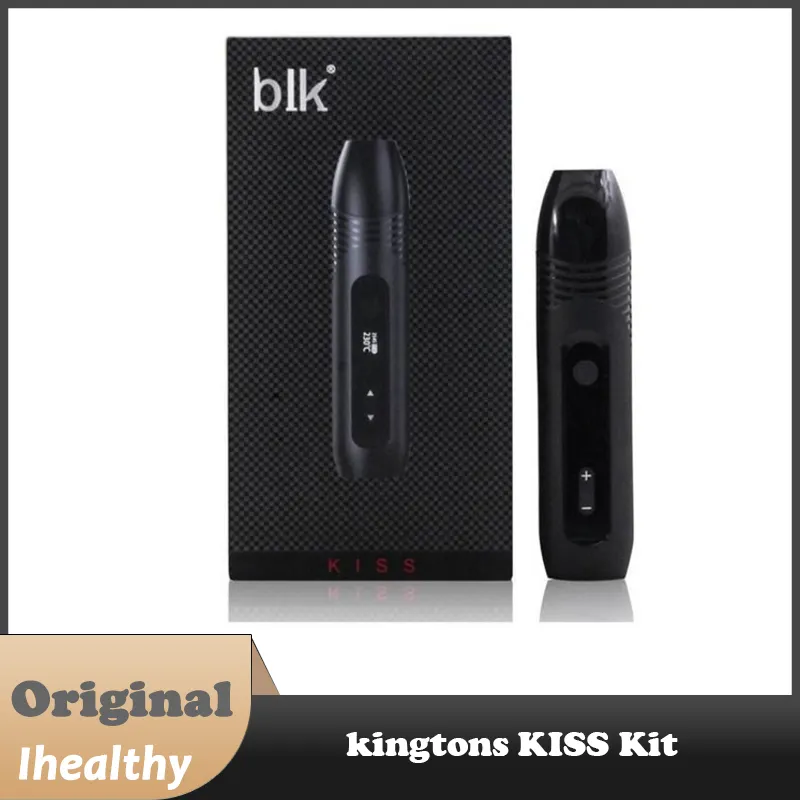 Original Kingtons Blk Kiss Dry Herb Vaporizer Kit 1600mAh Inbyggt batteri 1,2 ml ugn 0,6 ohm keramisk spole