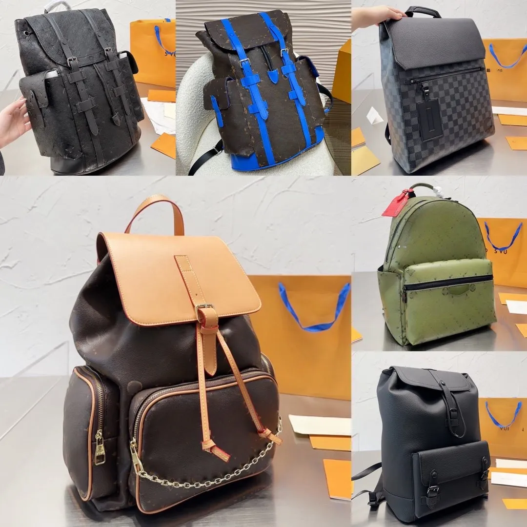 Hot designer tas damesmode designer rugzak Heren reisrugzak Volledige print trekkoord snapper Gecoat canvas lederen schooltas rugzak