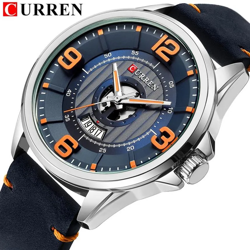 Męskie zegarki Top marka Curren skórzana zegarek Analog armia wojskowa kwarc wojskowy Man Waterproof Clock Fashion Relojes hombre287s