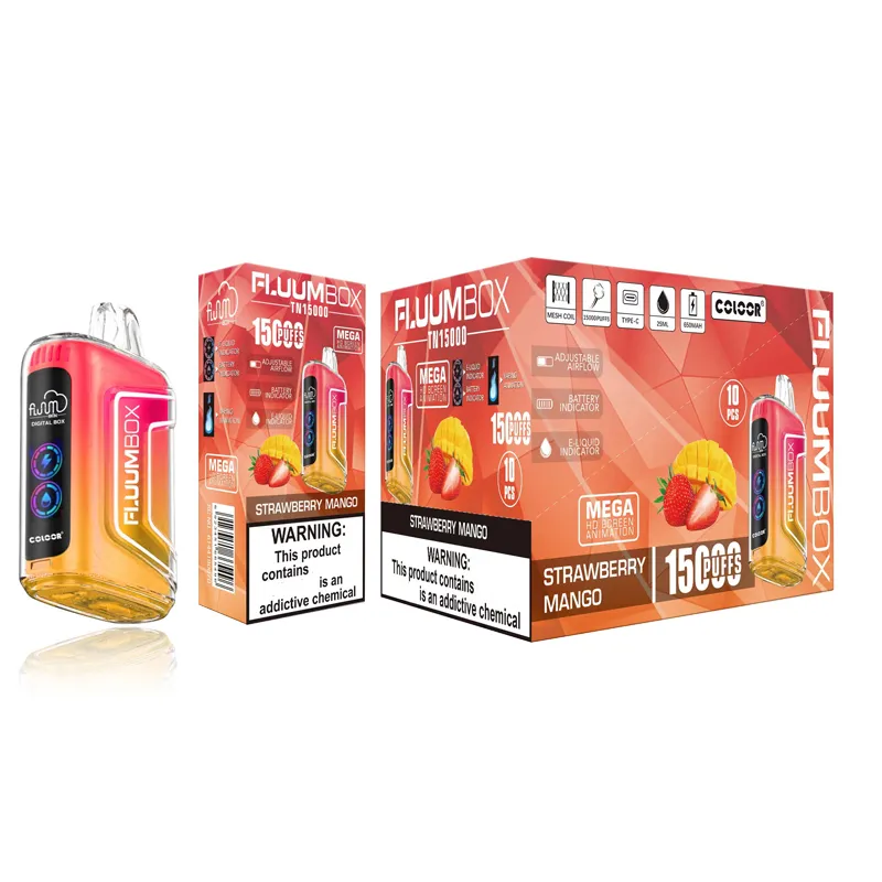 Оригинальные одноразовые электронные сигареты Fluumbox Digital 15000 с зарядкой, 15 тыс. затяжек, 12 вкусов, 0%, 2%, 3%, 5%, светодиодное масло, электрический цифровой дисплей, ручка для вейпа, дым