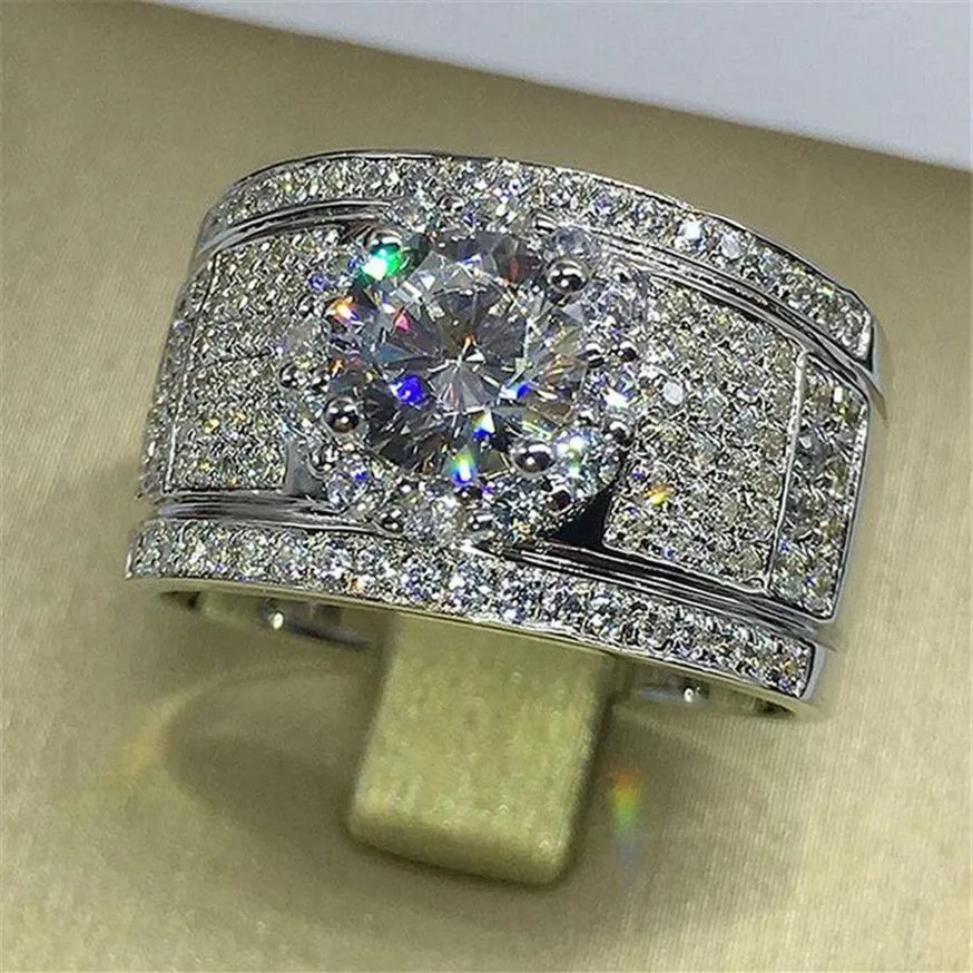 Marca de choucong vender mais de luxo jóias anéis de casamento 925 esterlina prata redonda corta branca topázio pavor de diamante eternidade de diamante wome257k