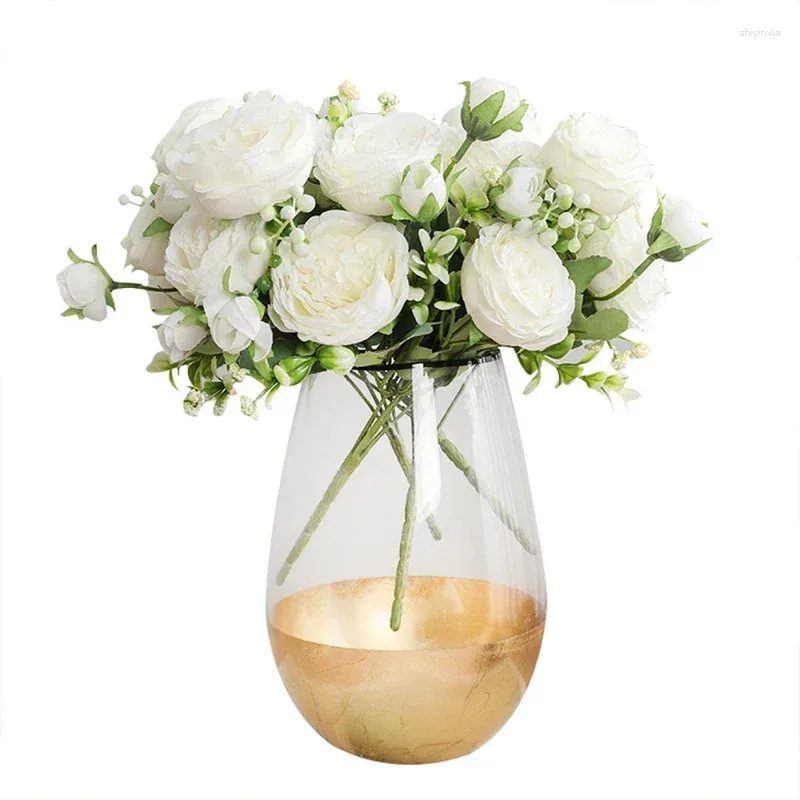 Dekorativa blommor 1 bukett av 5 huvud Artificial Rose Flower Real Look Fake for Home Wedding Centerpieces Party Decoration
