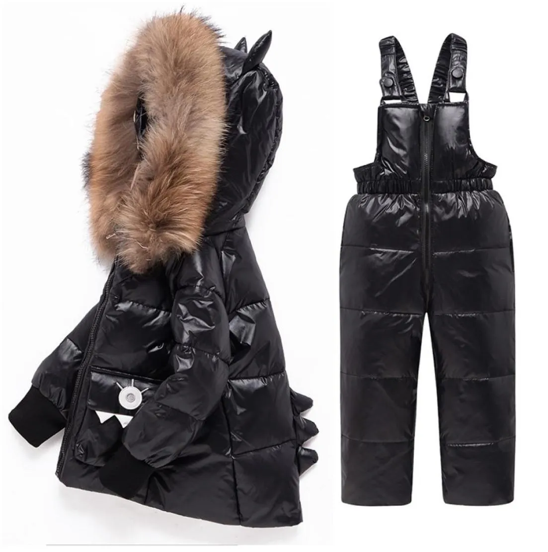 Olekid Winter Boy Down Jackoon Dinosaur Real Fur Boy Boy Snowsuit 15歳の子供の女の子のコート幼児向けジャンプスーツ2011028935895