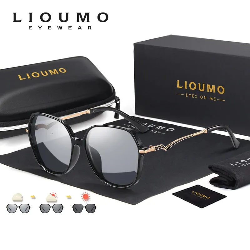 Moda cristal quadro óculos de sol feminino marca luxo pochromic polarizado óculos de sol feminino elegante viagem lunettes de soleil 231228