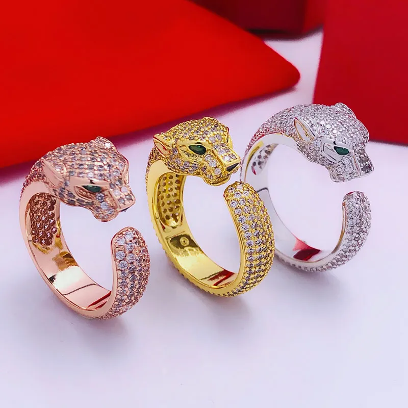 مصمم العلامة التجارية Loopard Rings Love Ring Diamond-Pave Wedding Ring Silver Women/Men Jewelry Jewelry Titanium Steel 2024 Fashion Complessing Designer For Women