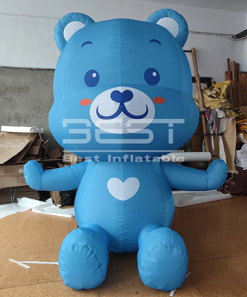 5ft Cute Inflatable Bear - Customizable Blue Cartoon Model, Outdoor ...