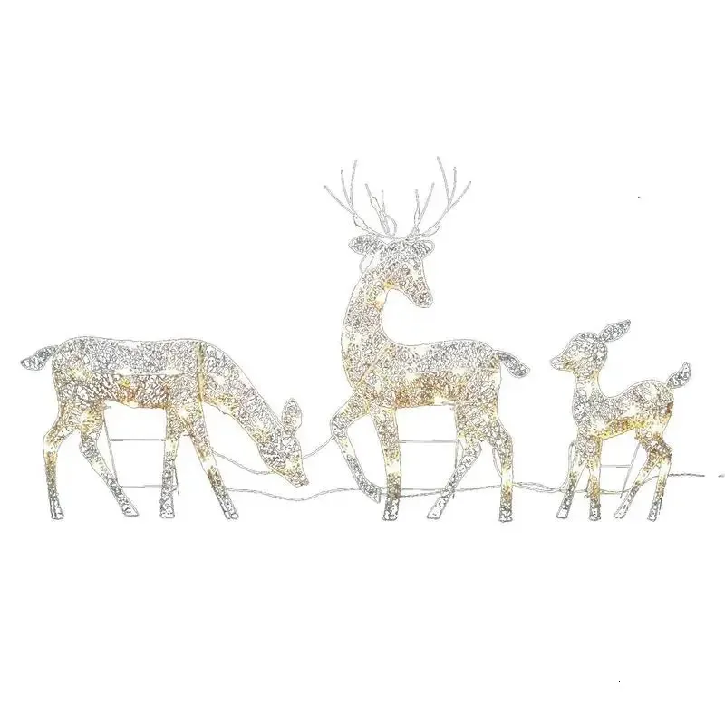 Ornement de cerf de wapitis brillant de la batterie de renne éclairée de Noël pour la pelouse en plein air Merry Cristmas Garden Decoration 231227